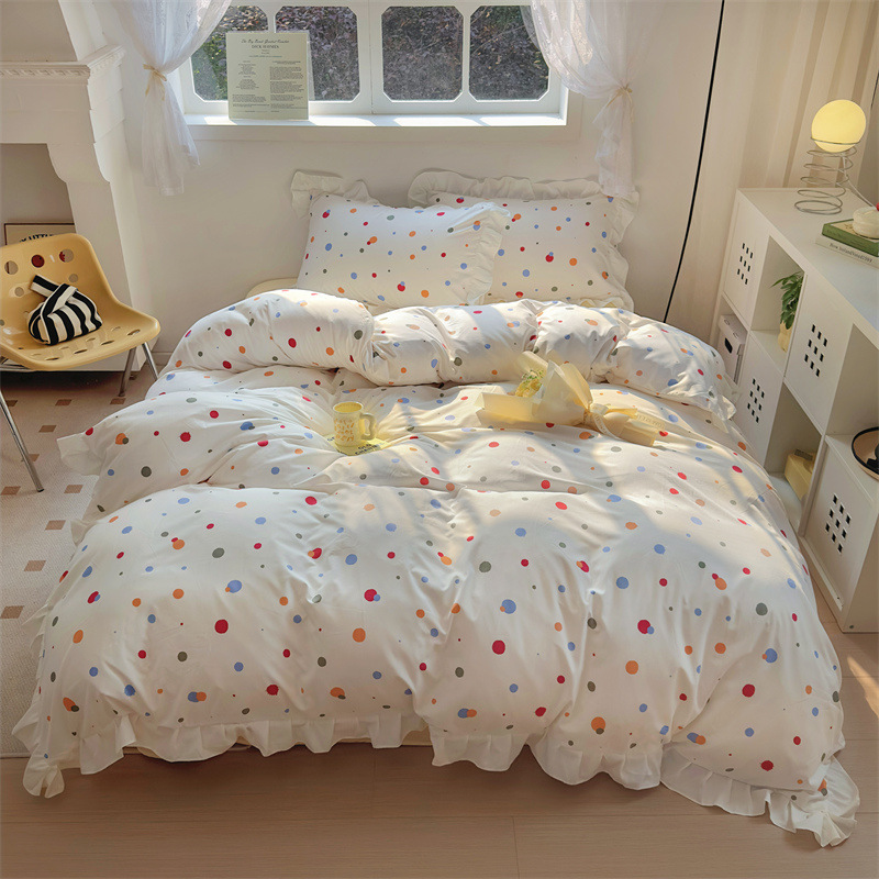 Nuevo estilo francés suave in encaje flor de algodón lavado con agua cama de cuatro piezas sábanas de cama