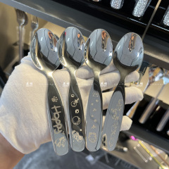 展示明316ステンレス食事スプーンフォーク家庭用かわいい長柄スプーン赤ちゃんがスープを飲む子供スプーンフォーク