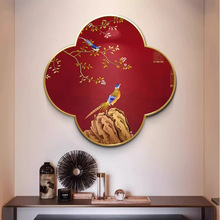 新中式四叶草梅花形玄关装饰画花瓣形高级客厅卧室餐厅挂画花鸟画