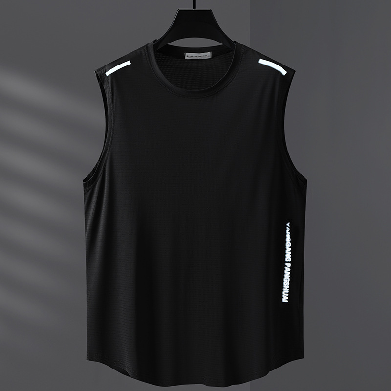 Extras size 330kg fat ice vest men's summer sports plus size bottoming shirt wide shoulder sleeveless T-shirt waistcoat