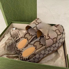 G Home 2023 New Trendy Crochet Slippers with Embroidery and Printing, Thick Sole with Height Increase, Casual One-Sided Women's Slippers, Couple's Edition