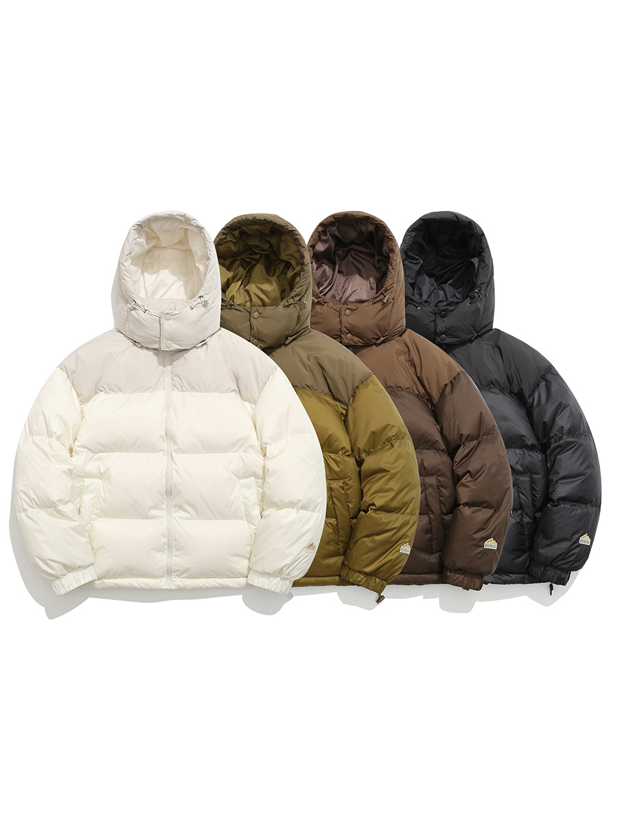 Ru Meng invierno nueva costura contraste color 90 terciopelo impermeable a prueba de viento abajo chaqueta desmontable sombrero engrosado pan esquí traje