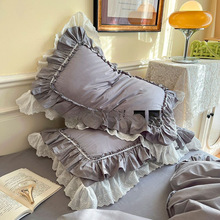 新疆棉韩版公主刺绣蕾丝花边枕套一对一只单双人荷叶边枕头套