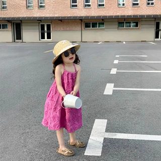 2026夏季新款 韩版童装 女童法式刺绣度假连衣裙吊带裙波西米亚裙