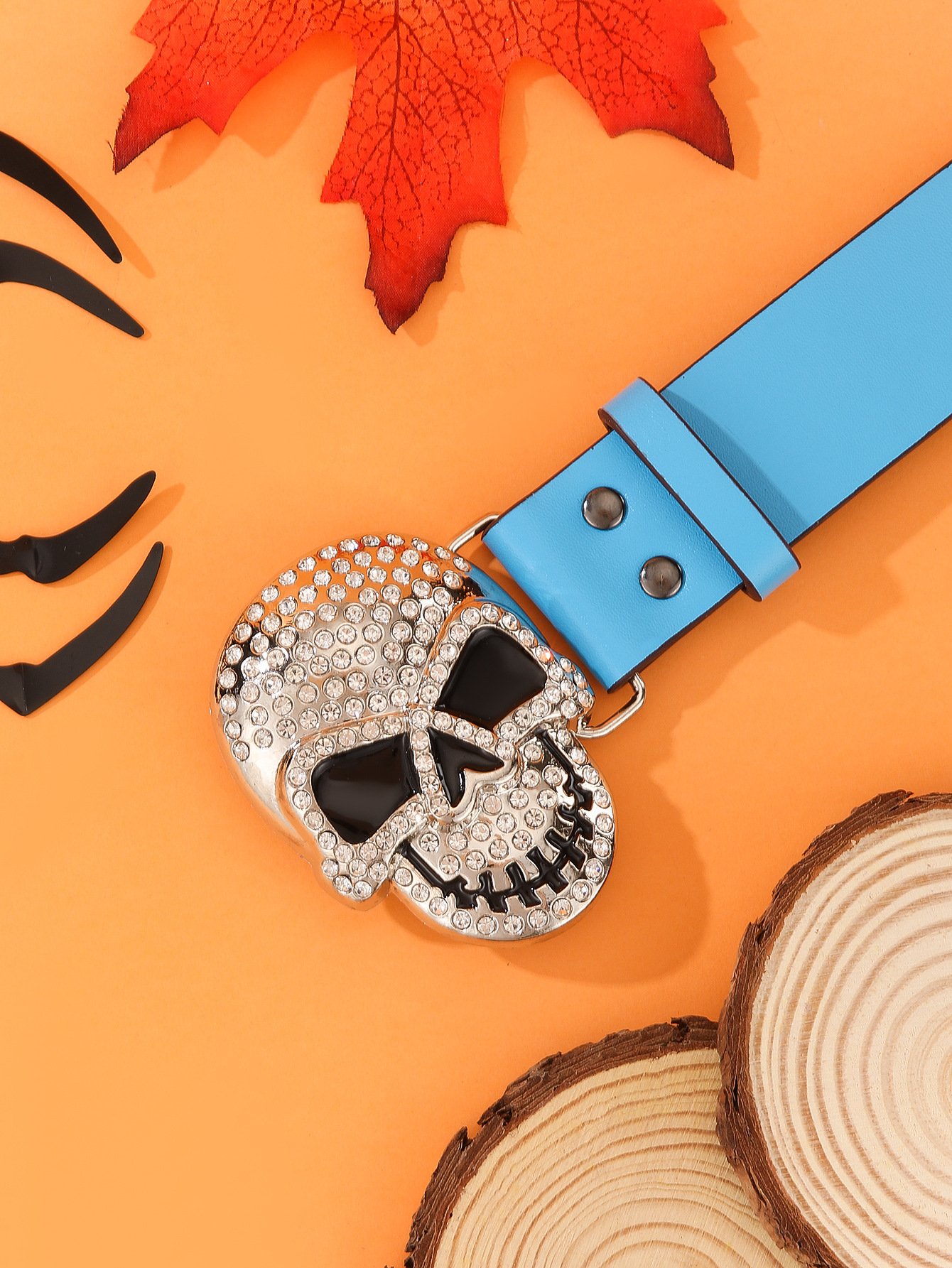 Hip-Hop Punk Skull Pu Leather Alloy Inlay Rhinestones Unisex Leather Belts display picture 13