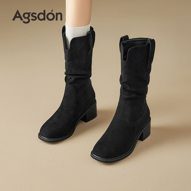 Botas de vaqueros occidentales 2026 nuevo otoño invierno negro montado botas cortas montadas botas de caballo Martin de talón grueso botas