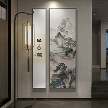 新中式入户玄关装饰画进门正对墙挂画走廊过道壁画山水风景画字画