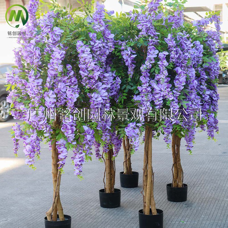 ショッピングモールの装飾模擬藤の花の木鉢植え模擬花の木大型床置き装飾装飾品模擬豆の花の木|undefined
