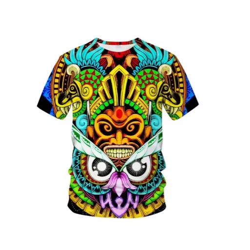 2026 Retro Men's T-Shirt with Mexican Aztec Totems, Summer Short-Sleeved 3D Printed Sports T-Shirt