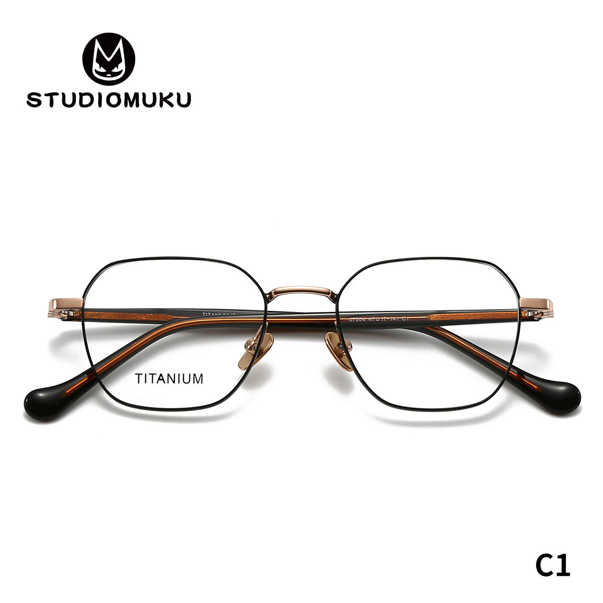STUDIOMUKU gafas de madera cool poligonal cómodo marco de gafas de mujer retrógrado marco de gafas de hombre pequeño marco