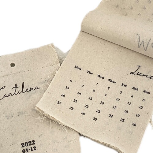 ins Korean style creative personality fabric 2024 New Year calendar canvas hook type English cotton production wall calendar