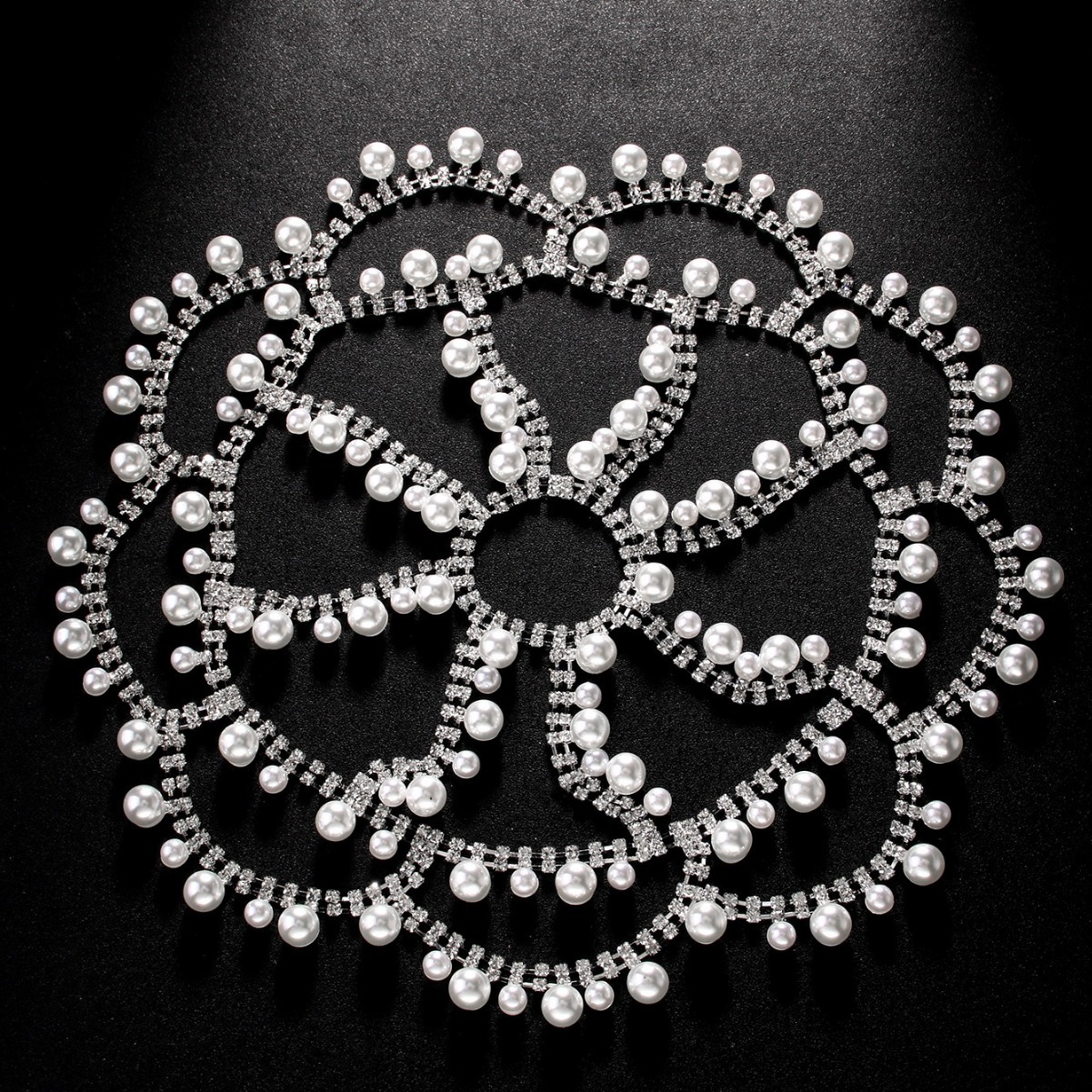 Viento exótico malla de perla banda de cabello moda exagerada con diamantes toque de cabeza accesorios de alta calidad para mujeres Headwear