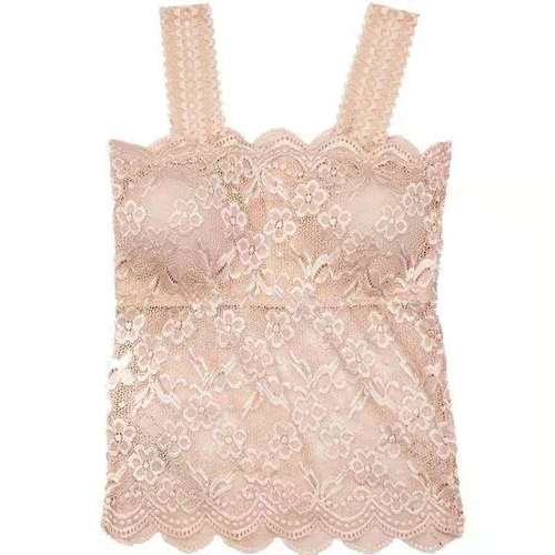 Lace underwear for women with breast pads, versatile camisole, tube top, chest wrap, bottoming, anti-exposure long bra