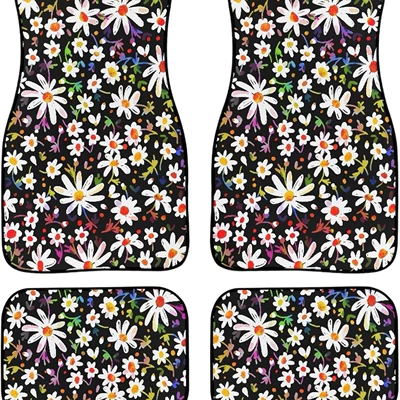 Avtomobil döşəmə paspasları – Retro Flower Crystal Velvet - car-floor-mats-18-two-pairs-of-35454868cm
