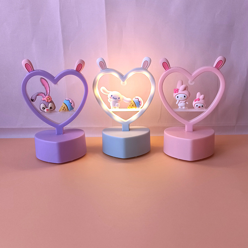 Cute Heart Small Night Led Table Lamp Bedside Lighting display picture 12