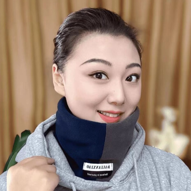 冬季双层加厚保暖奥利绒脖套户外骑行时尚男女拼色套头防寒围脖|undefined