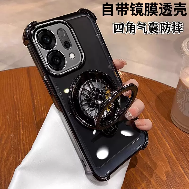 陀螺磁吸支架适用OPPO RENO14手机壳K12S电镀四角防摔a58保护套软