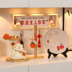 招き猫玄関鍵収納トレー置物玄関リビングルーム家庭装飾品新居に引っ越しプレゼント