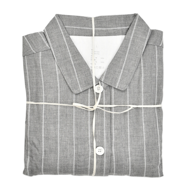 DL858 혼합 회색 줄무늬 _ 여성용 더블 원사 긴 소매 바지 위아래 세트