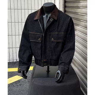 美式复古丹宁牛仔夹克外套男女春秋季新款撞色翻领百搭休闲上衣