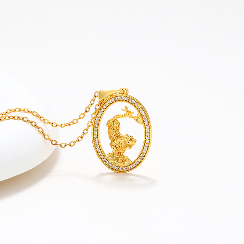 Xuping comercio exterior joyas transfronterizas al por mayor INS marea hip-hop animal colgante collar tigre colgante dorado galvanizado