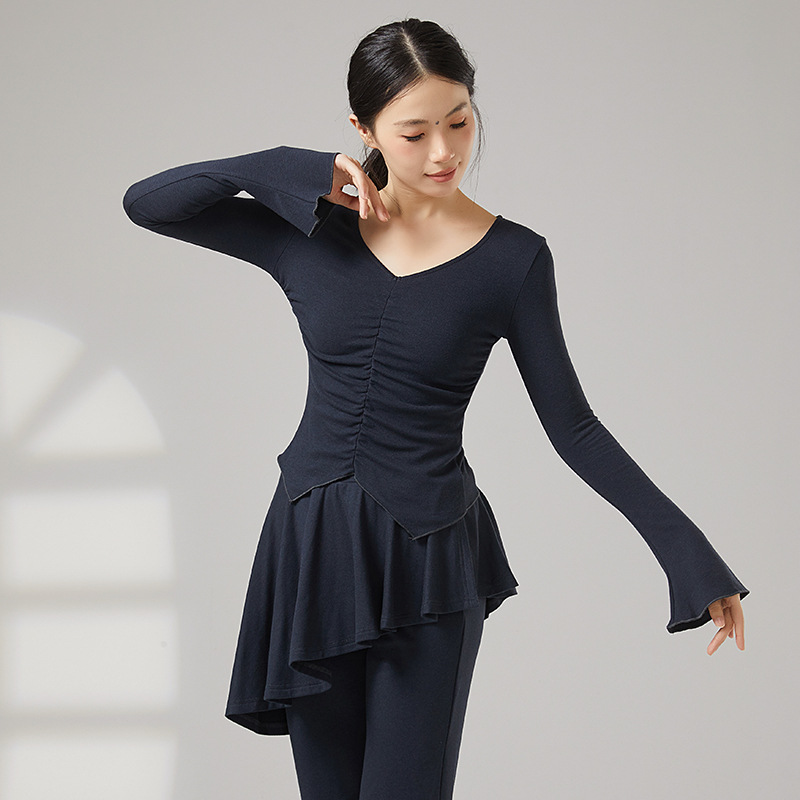 Modern Dance Slim-Fit Flared Pants with Hip-Covering Faux Two-Piece Skirt Pants Classical Dance Practice Pants Dance Body Suit