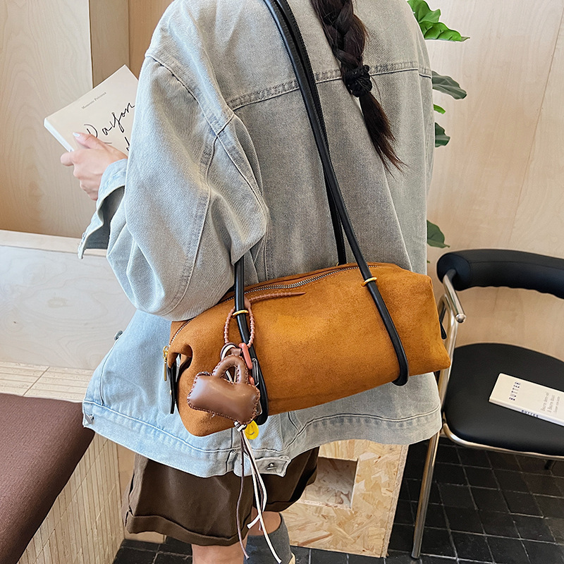 复古小众手提通勤包包女秋冬2025新款时尚麂皮绒腋下包大容量背包|undefined