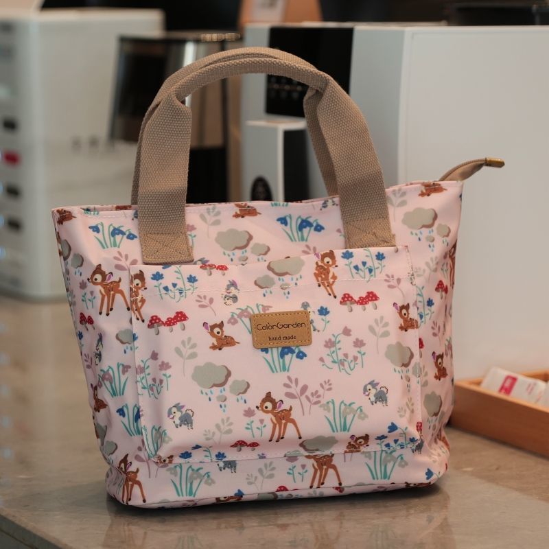 Waterproof Handbag Japanese Style Cute Cartoon Handbag Lunch Box Zipper Mommy Lunch Student Lunch Bag Commuting