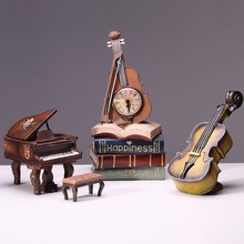 創意小提琴鋼琴吉他擺件工藝品家居飾品模型復古懷舊仿真道具室內