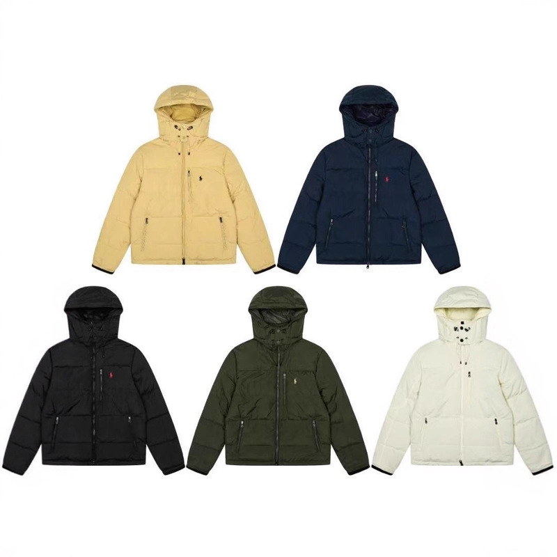 Cross-Border Qr Code Scannable Rl Ralph Lauren Classic Pony Embroidered Logo Warm Thickened Unisex Hooded down Jacket