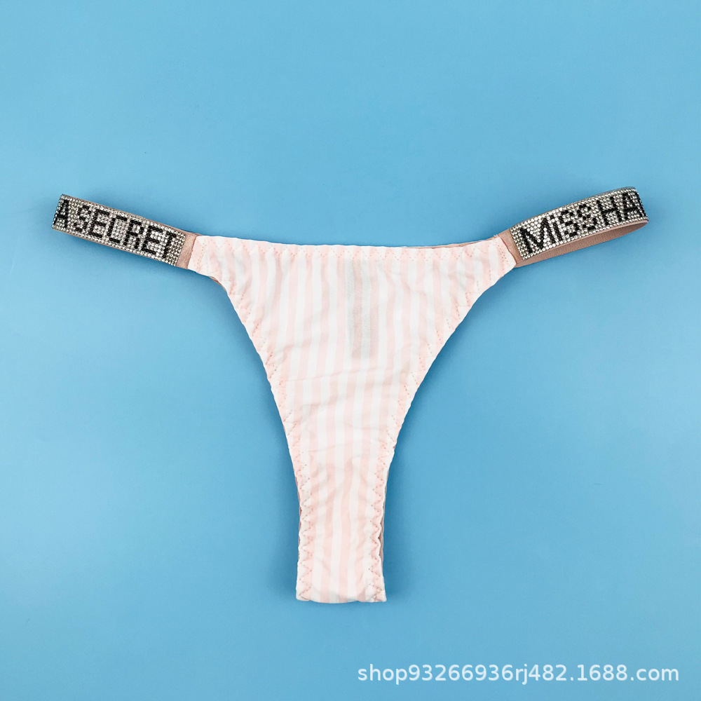 Ropa interior antibacteriana rusa con diamantes de imitación, bragas de talla grande, tanga sexy de cintura baja que levanta la cadera, antibacteriana y transpirable