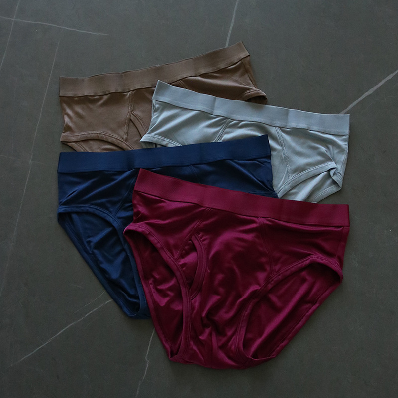 Tangge Natural Mulberry Silk Heavyweight Men's Knitted Silk Underwear Briefs Breathable and Comfortable