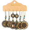 Earrings, retro ethnic set with tassels, ethnic style, boho style