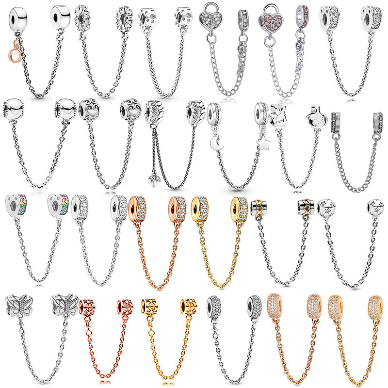 Pandora bracelet safety chain pendant spring retro charm bracelet jewelry DIY accessories factory wholesale Pandora bracelet safety chain pendant spring retro charm bracelet jewelry DIY accessories factory wholesale