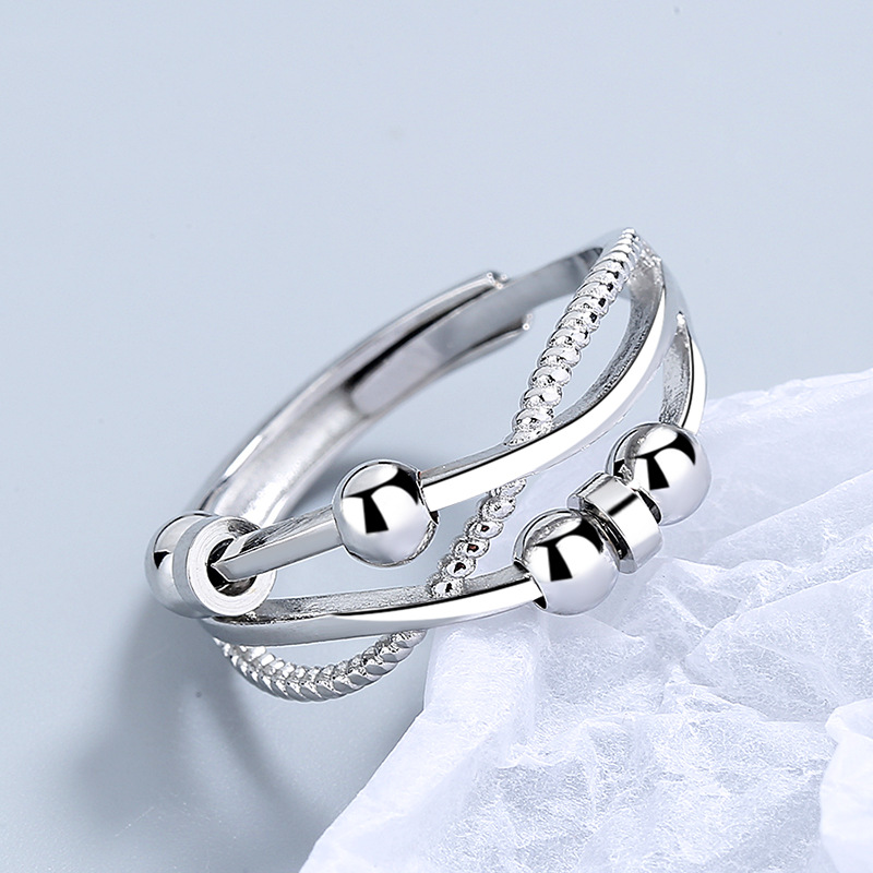 Carlyle moda inteligente de Europa y América personalidad simple de doble capa Cruz bobina nicho anillo giratorio joyería femenina al por mayor