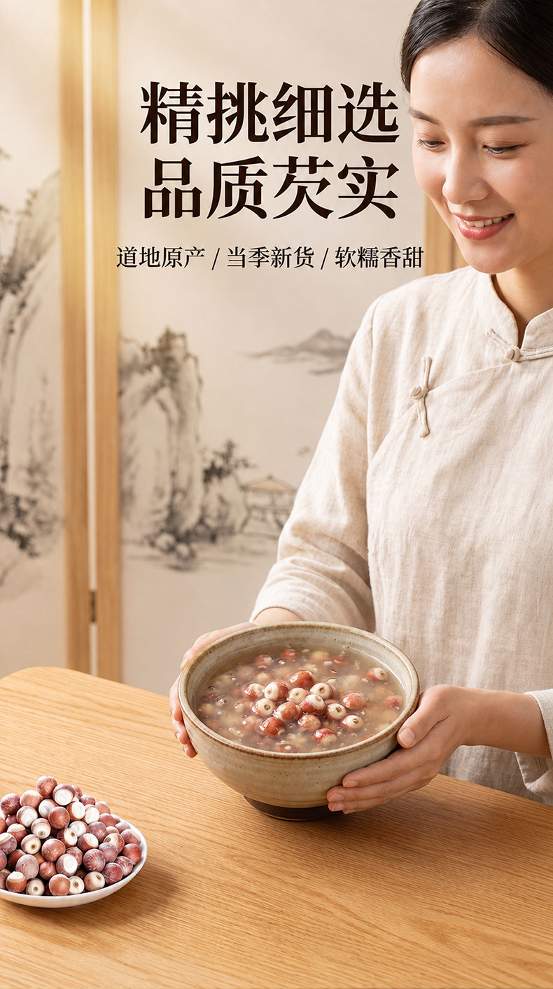 Premium Red-Skin Qian Shi Dried Euryale Fox Nuts Whole Gorgon Fruit Kernels 100g overview