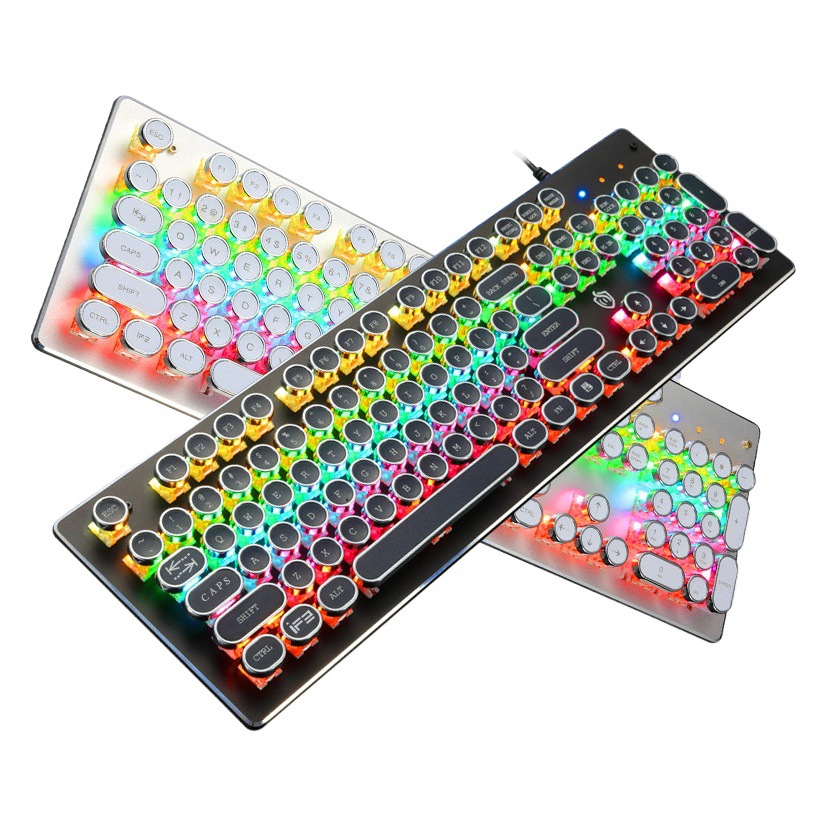 Hjk920 Steampunk real Teclado mecánico con cable eje verde Internet bar Internet café juego e-sports LOL Retro