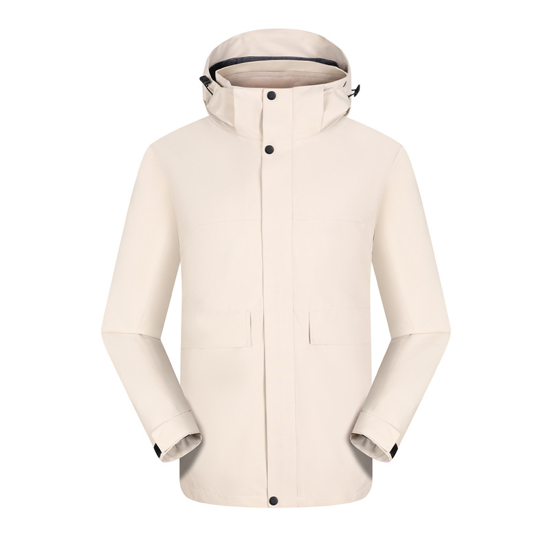 Al aire libre a prueba de lluvia a prueba de viento engrosada abrigo tres en uno desmontable de alta densidad de visón chaqueta de forro de terciopelo logotipo personalizado