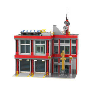 Building Blocks Cross-Border Moc-91959 Fire Station Street Scene Model 2683 Particle Number Toys Christmas Gift