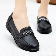 New style mother's shoes, genuine leather soft sole single shoes, comfortable flat soles, middle-aged and elderly women's shoes, middle-aged and elderly work leather shoes