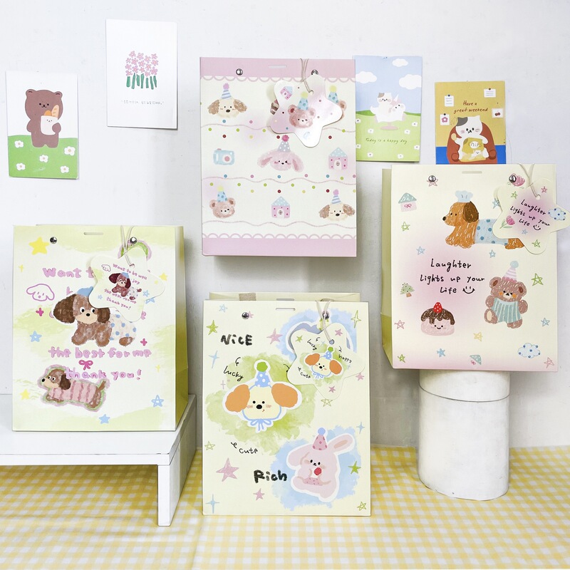 Exquisite High-Looking Design Gift Bag Japanese and Korean Children's Cute Cartoon Small Gift Birthday Portable Paper Bag Wholesale