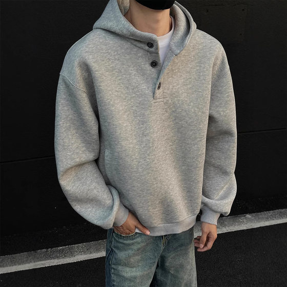 Heavy 400g American short wide hooded vests for men and women autumn and winter hard coat boxy niche high-end hoodie
