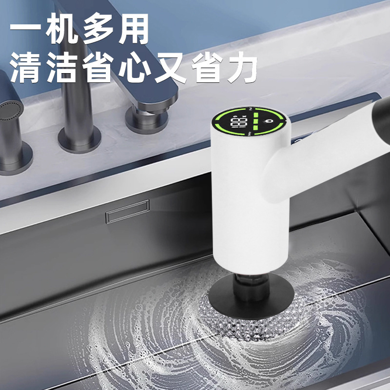 Cepillo de limpieza de doble uso, largo y retráctil del piso del hogar, cepillo de lavado de inodoro, cepillo de limpieza eléctrico multifuncional, cocina de baño image 3