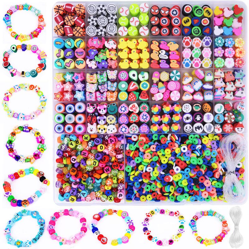 Cartoon Image Polymer Clay Beaded Bracelet Making Kit 24 Styles Cute and Fun Beaded Fruits