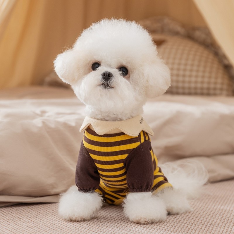 犬服、小さな蜂の襟付き腹部カバー服、秋冬用防寒ベルベット腹部保護空調服、ペット服|undefined