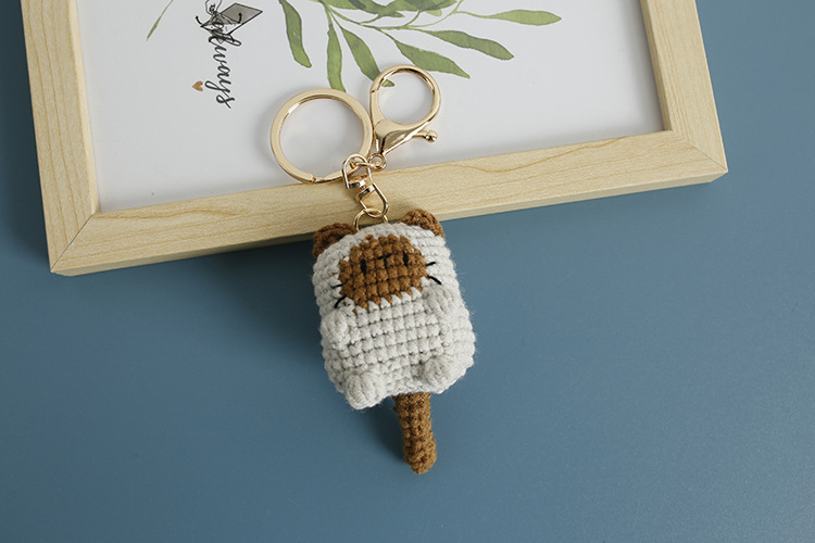 25g Weight Wool Yarn Home Textiles & Decor Type Handmade Inlay Material Keychain Classification 1 Piece Quantity Daily Occasion yarn Material Cartoon, Cat Pattern Knitting Design Cute Style 1 Piece Cartoon Cat Keychain Yarn Handmade Cute Keychain 7