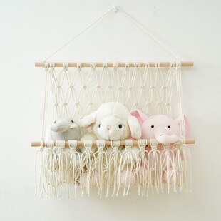 Doll storage net bag toy storage God bag wall storage hanging net cloth toy storage hand woven rack