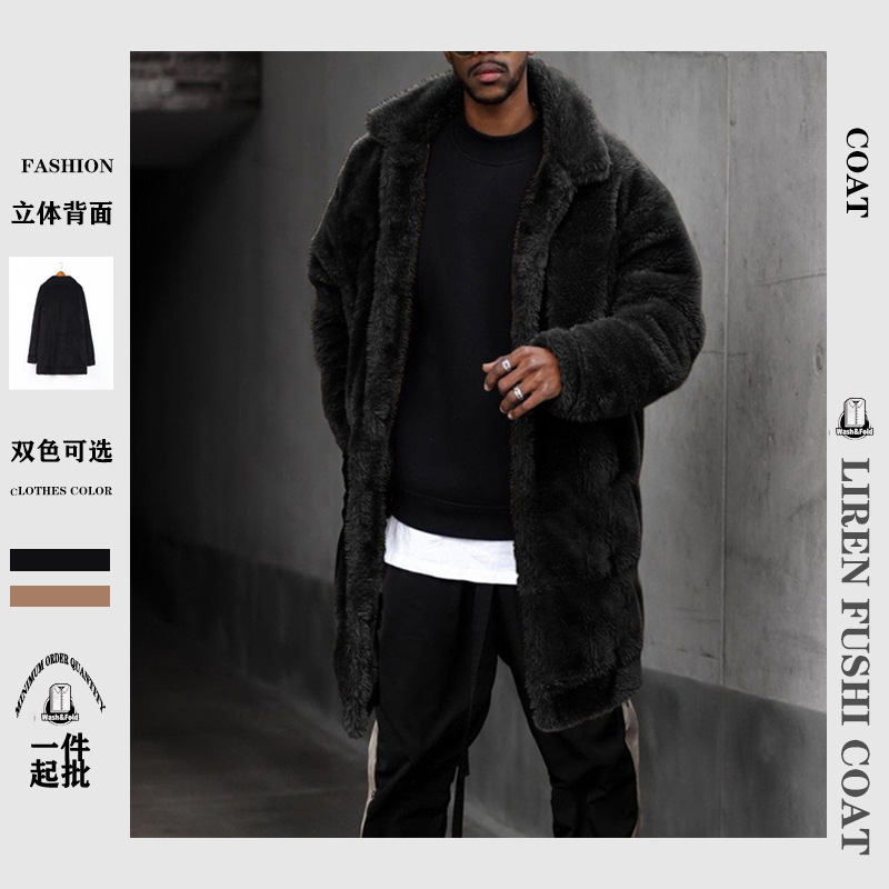 Halloween European and American Men's Jacket Fashion Street Photography Thickeneded Mid-Length Plush Warm Loose Jacket Men's Clothing