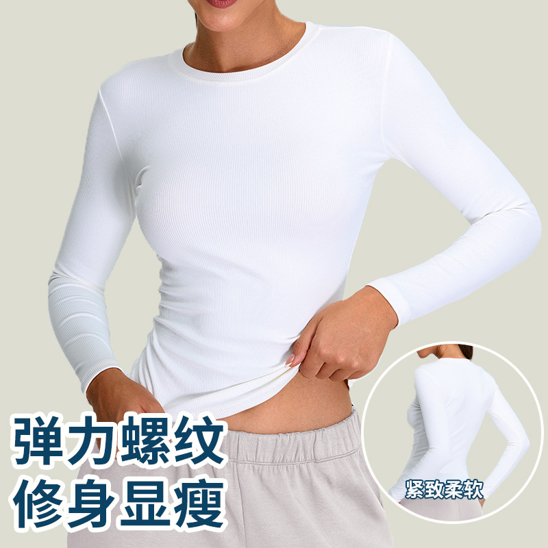 Otoño y invierno nuevo tipo de ropa de yoga de rosca de mujer camiseta deportiva de manga larga de alta calidad para correr ropa de fitness de secado rápido