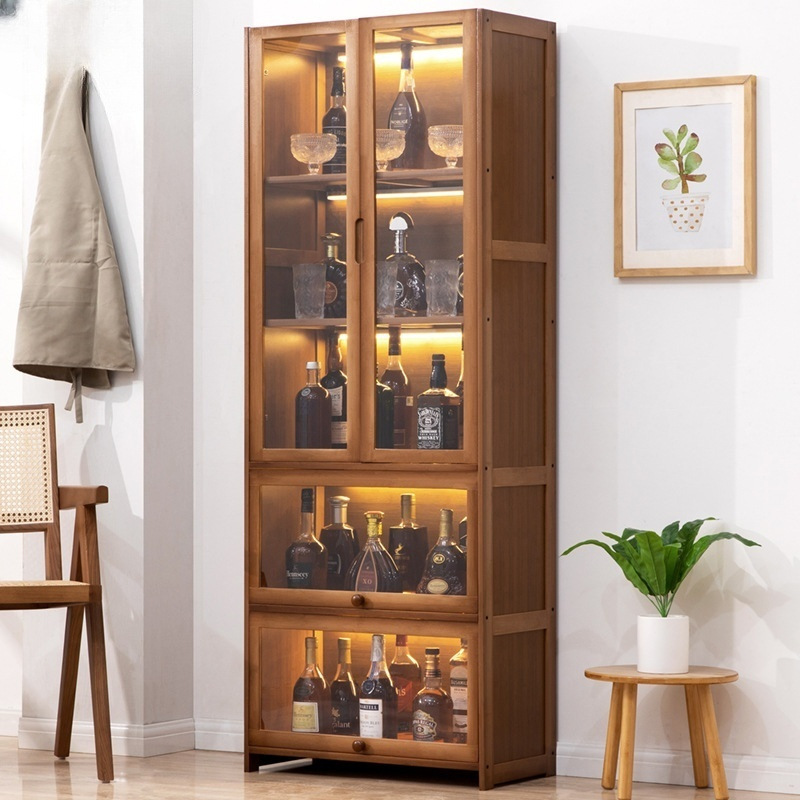 Internet Celebrity Wine Cabinet Display Cabinet Wine Storage Cabinet European Solid Wood Household Wall Storage Rack Modern Simple Small Wine Cabinet